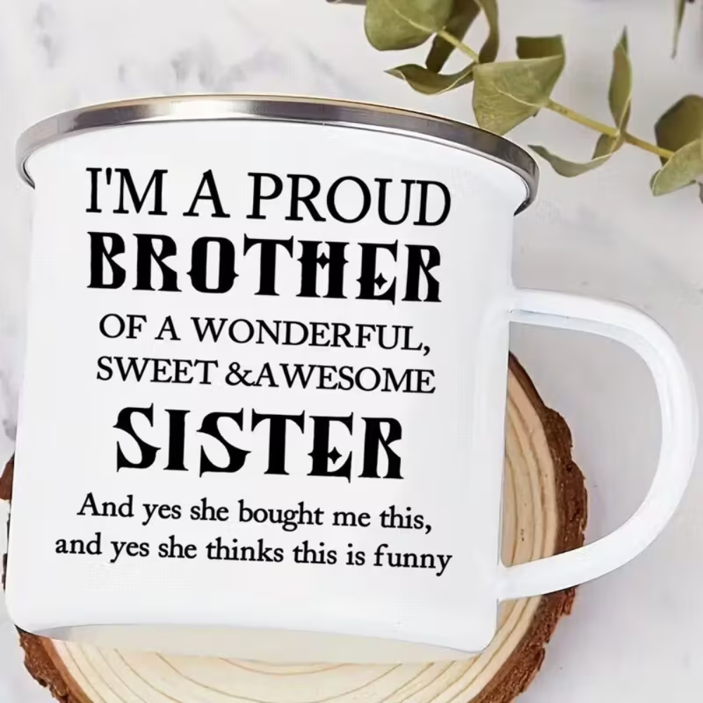 Brother's Delight: 12oz Enamel Coffee Cup - Perfect Gift for Brothers, Ideal for Christmas, Father's Day & Thanksgiving, Great for Camping & Outdoor Adventures