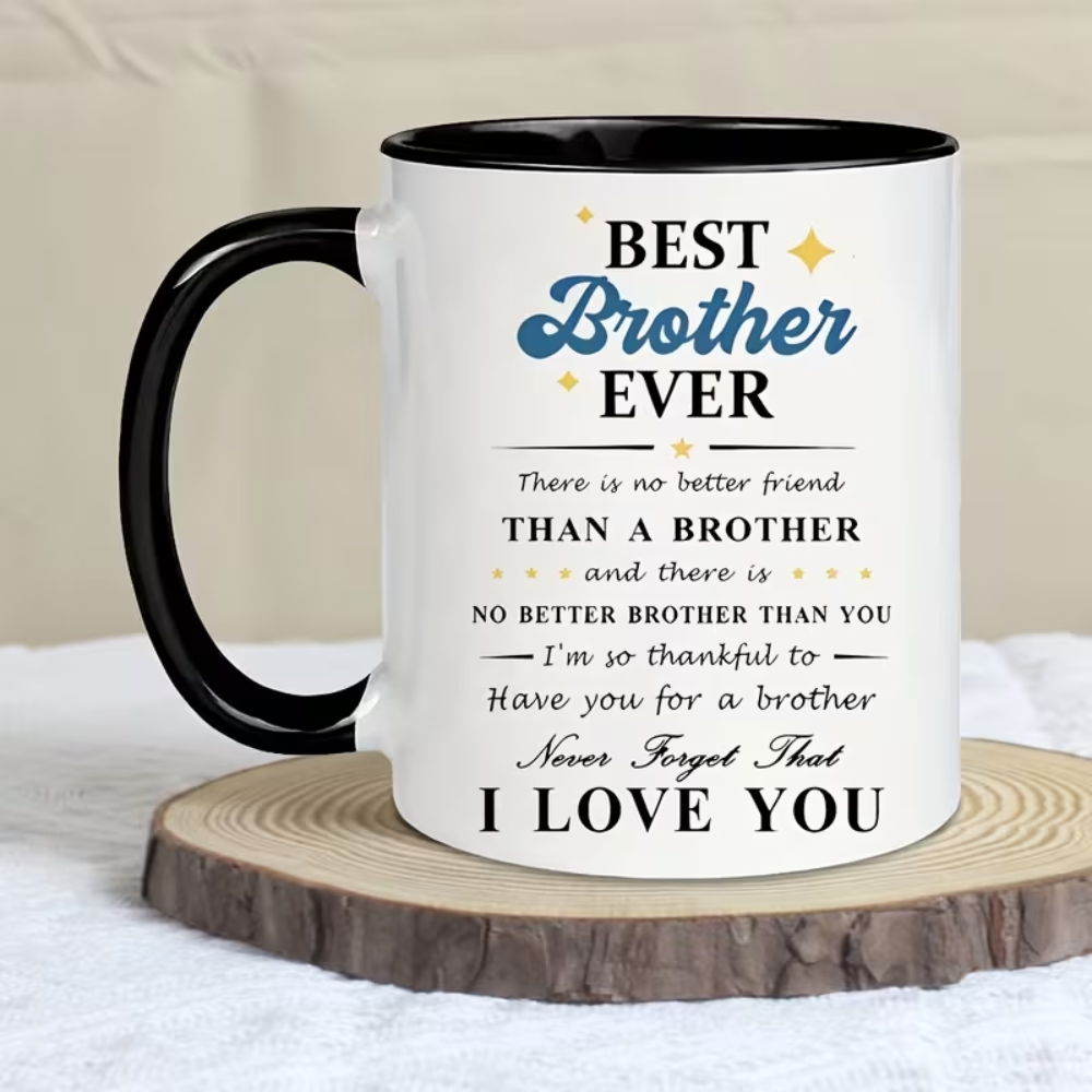 CozyCup Ceramic Coffee Mug - "Best Brother Ever" Insulated Cup - Reusable, Hand Wash Only - Ideal Gift for Siblings Birthday Gifts, Holiday Gifts, Easter Gifts