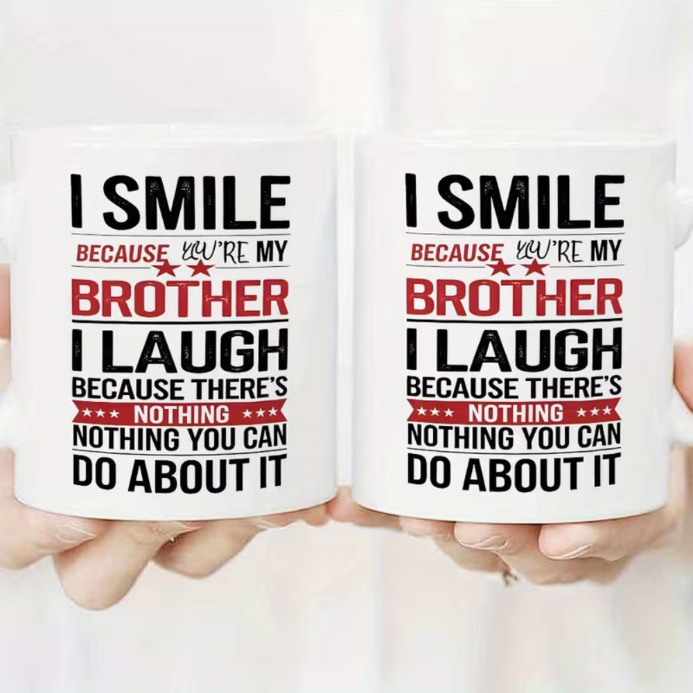 1pc Brother-Themed Coffee Mug with Sibling Quotes & Brother Design 