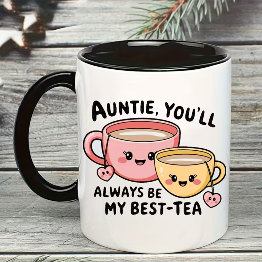 11 oz Ceramic Best Aunt Tea Coffee Mug Cartoon Heart Design Drinkware