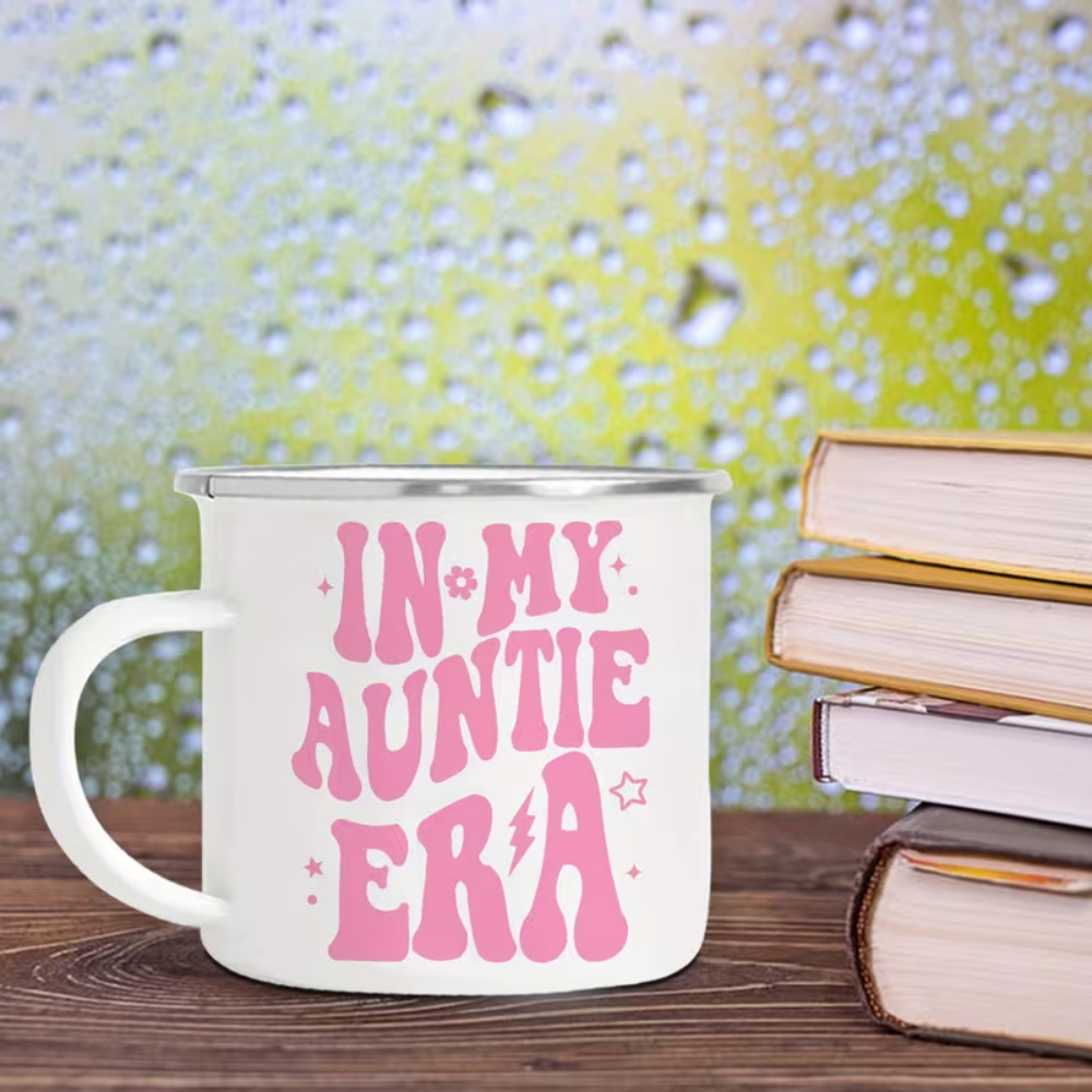 11 oz Enamel Auntie Era Coffee Mug with Handle Camping Drinkware 1pc