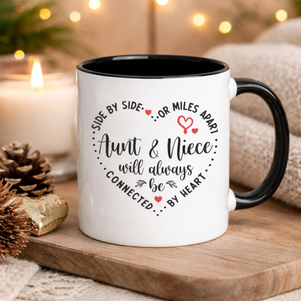 Ceramic Aunt and Niece Heart Quote Travel Coffee Mug Drinkware 1pc