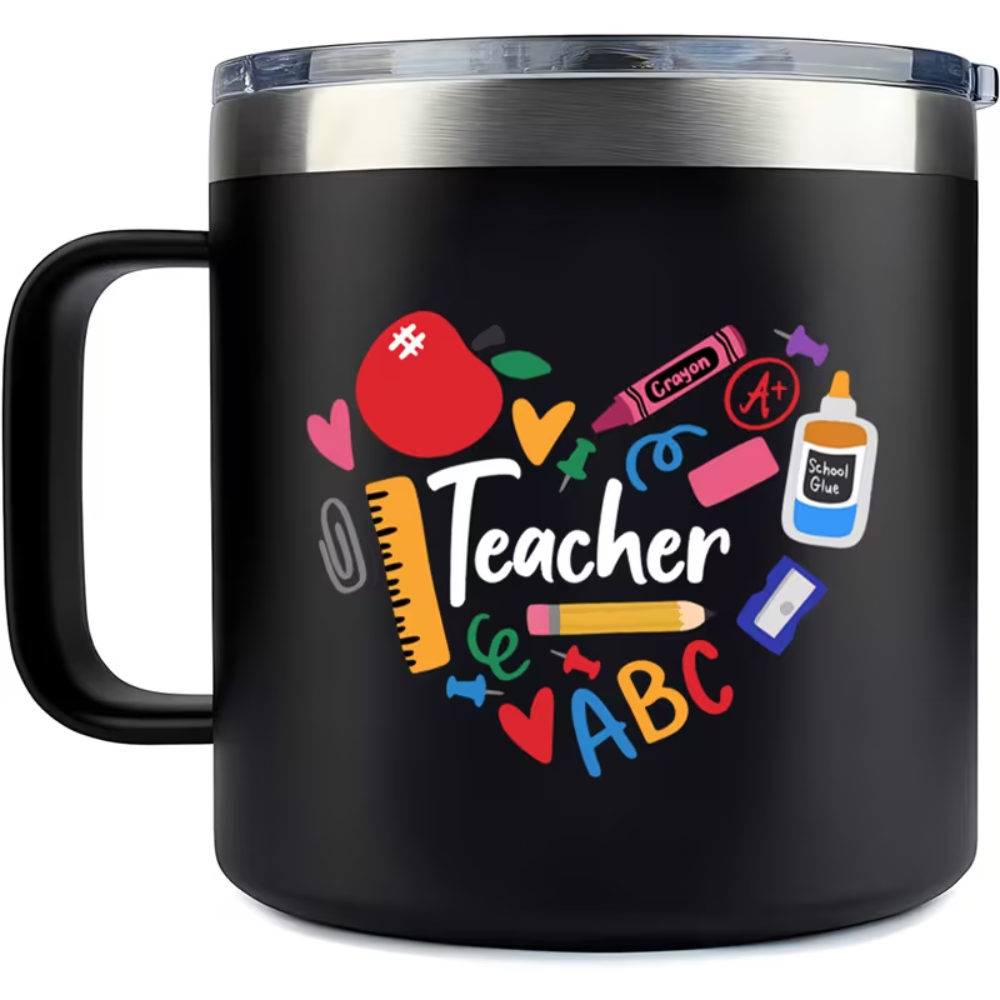 [Ideal Teacher Gift] 1pc, 14oz Stainless Steel Insulated Mug, Double-Wall Vacuum Thermal, Spill-Proof, Ideal Teacher Gift