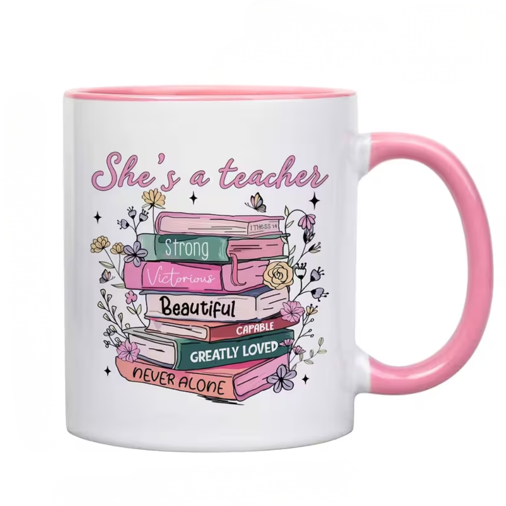 1pc Inspirational Teacher Appreciation Mug - "She'S a Teacher, Strong, Beautiful, Greatly Loved, Never Alone" Quote 