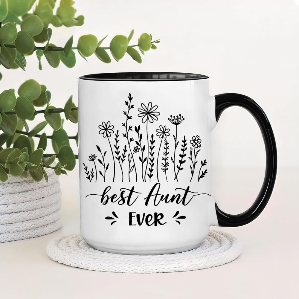 11 oz Ceramic Best Aunt Ever Coffee Mug with Keychain Drinkware