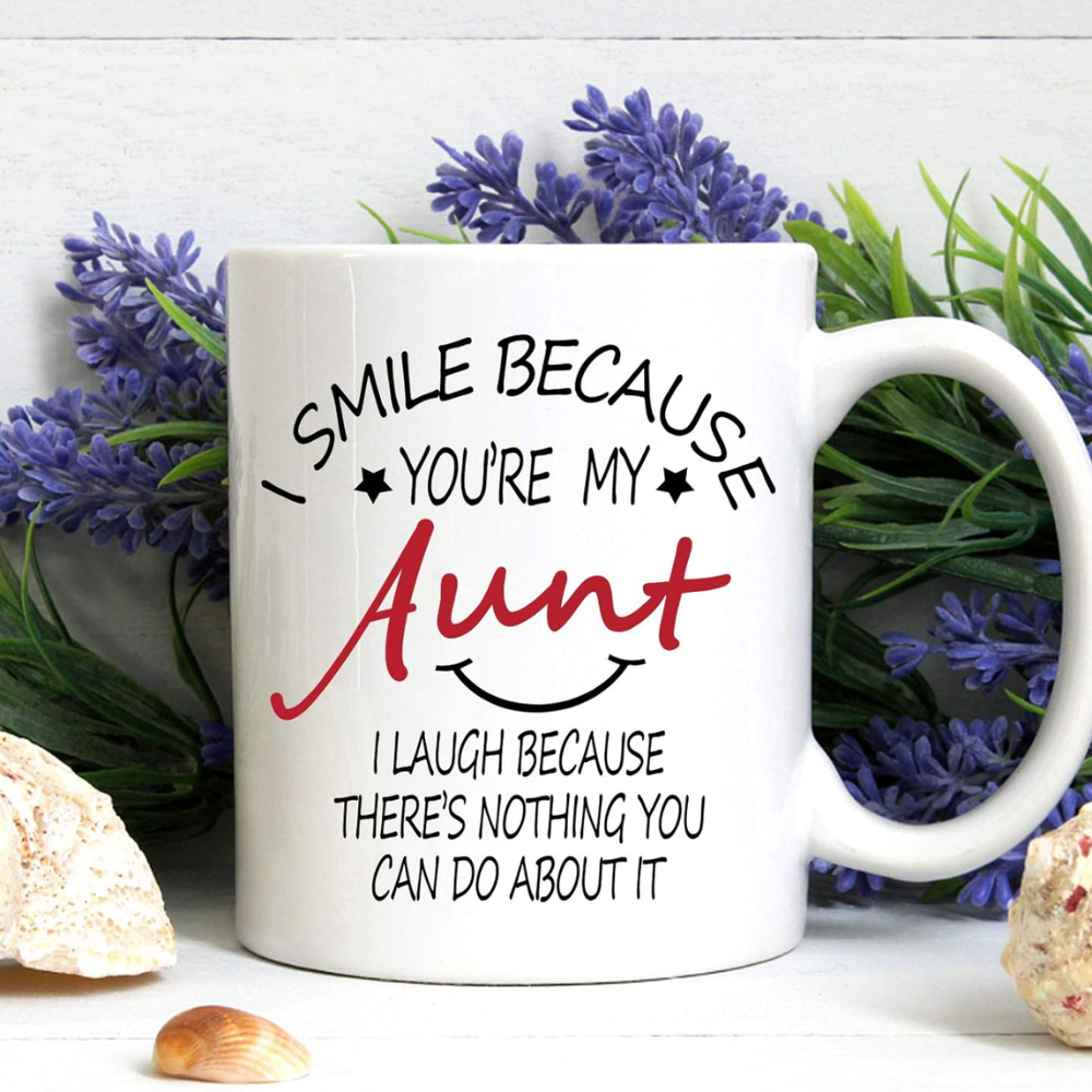 11 oz Ceramic I Smile Because Youre My Aunt Coffee Mug Drinkware