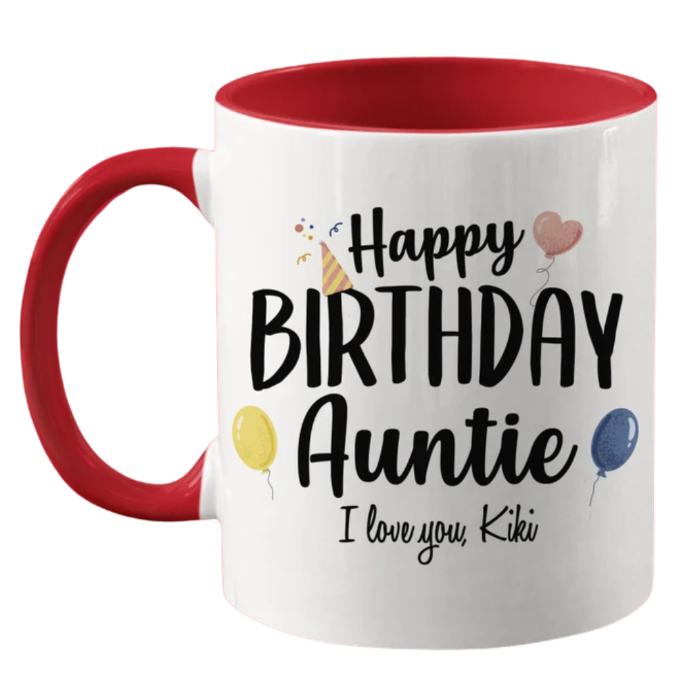 Personalized Aunt Birthday Mug, Gift From Niece/Nephew, 11oz Coffee Cup