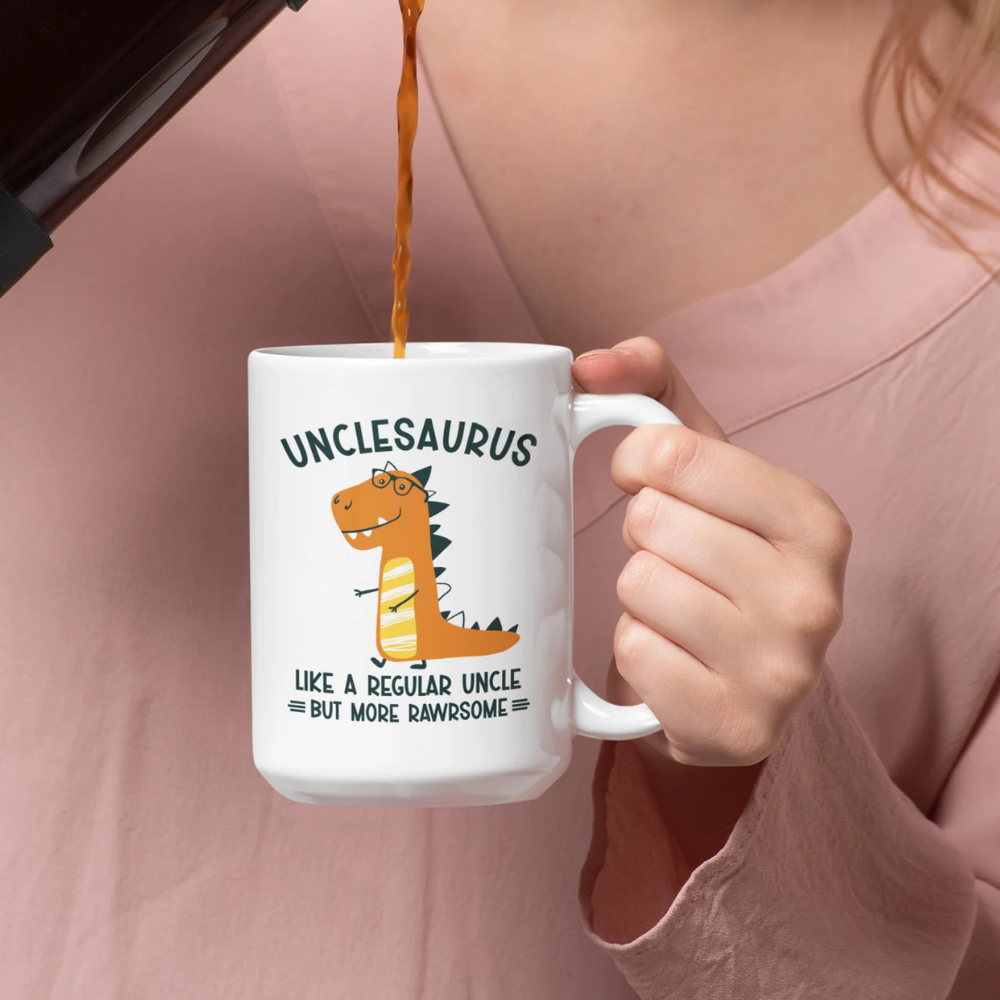 Ceramic Unclesaurus Dinosaur Coffee Mug Funny Uncle Drinkware