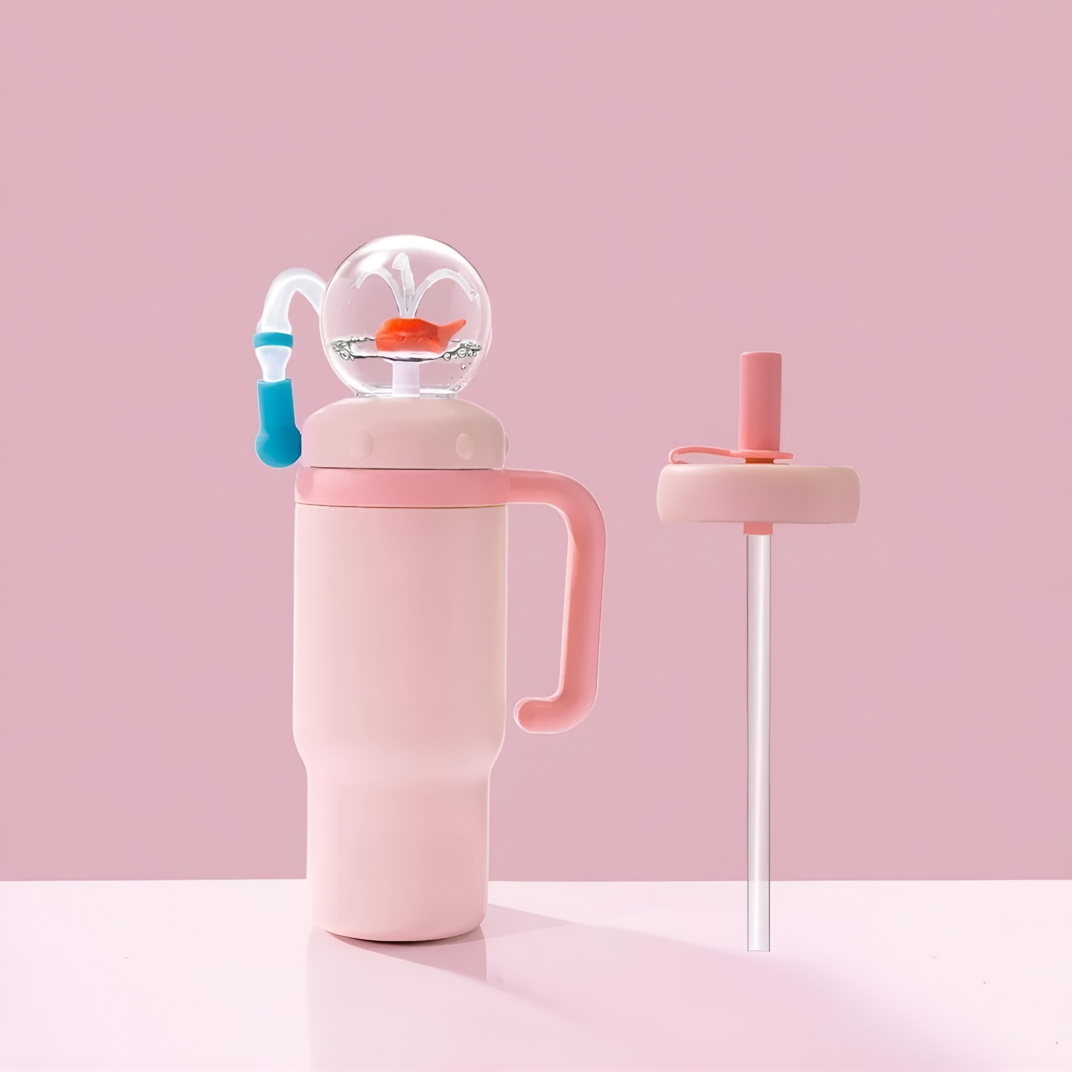 Insulated Whale Fountain Tumbler With Handle And Two Lids