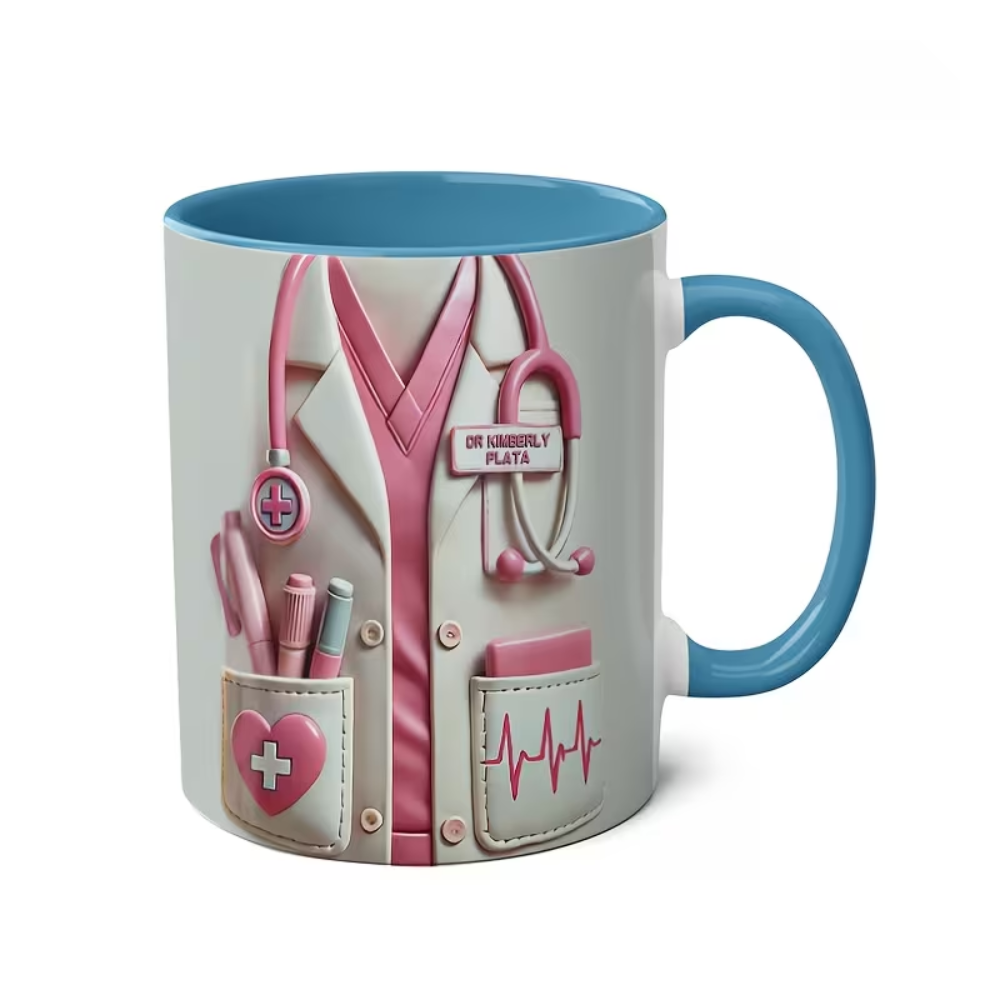 Personalized Medical Themed Ceramic Coffee Mug with Stethoscope Design