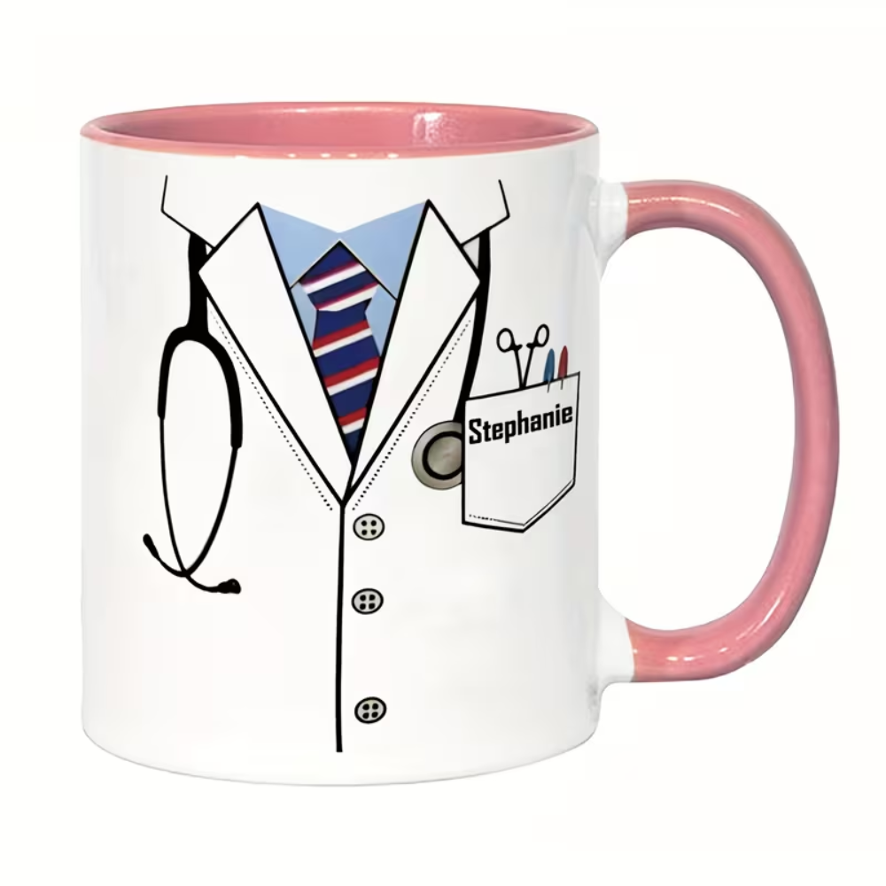 11 oz Personalized Doctor Ceramic Coffee Mug with Medical Attire Design