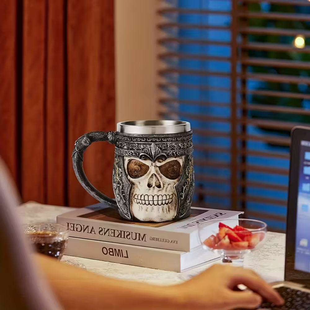 1 Piece Of Stainless Steel Viking Skull Coffee Mug 