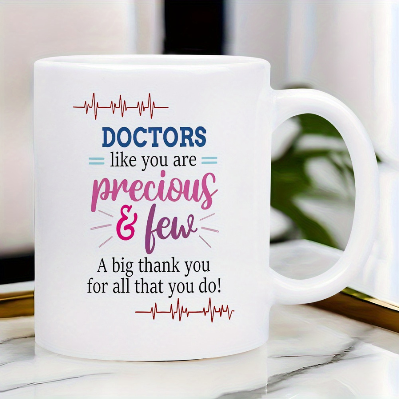 1pc Doctor Appreciation Gift Mug  11oz White Ceramic Coffee Cup 