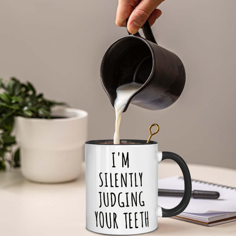 Funny Teeth Judging Dentist Mug Humorous Gift for Dentist Dental Assistant and Dental Student 11 Oz