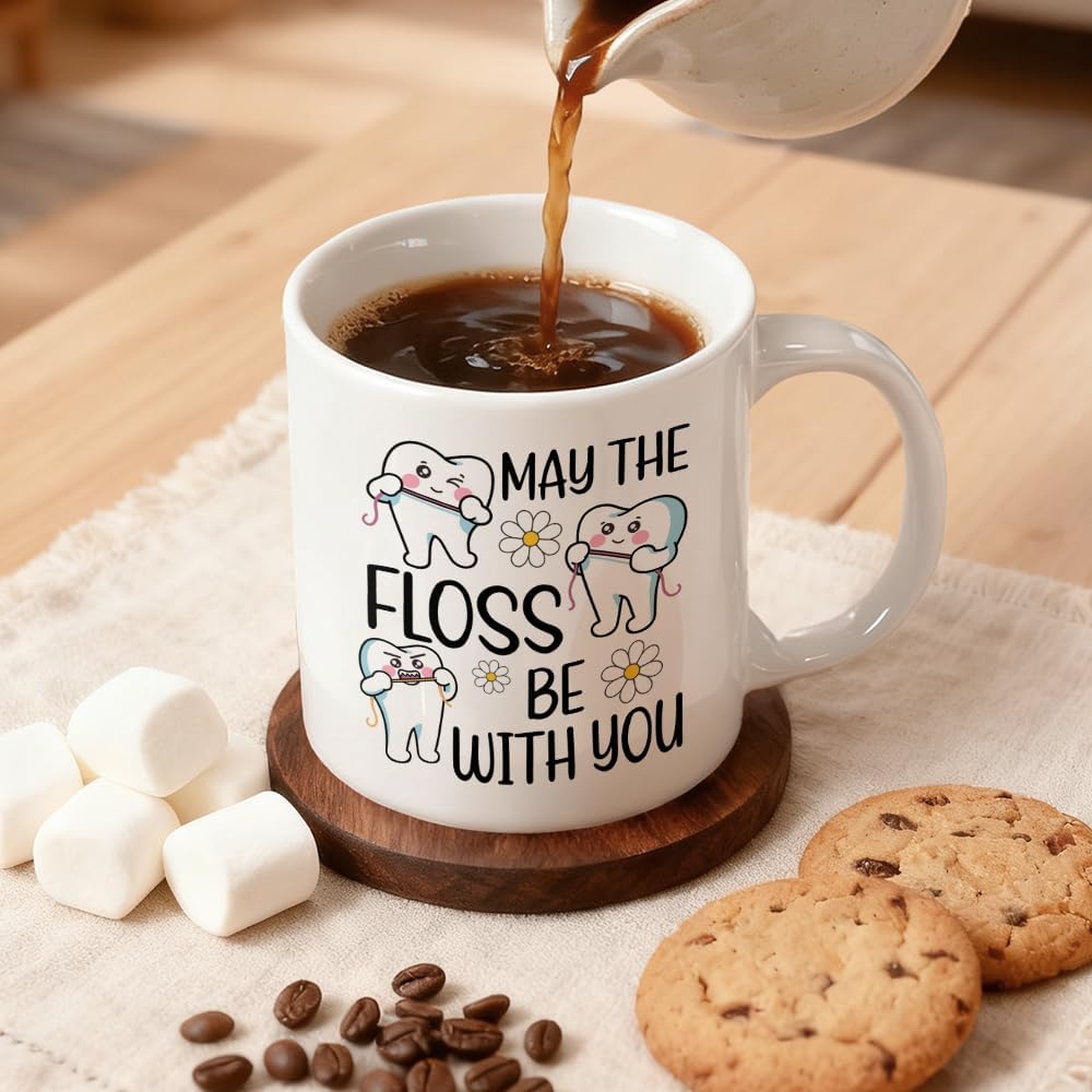 Humorous Dentist Coffee Mug May The Floss Be With You Dental Graduation and Appreciation Gift