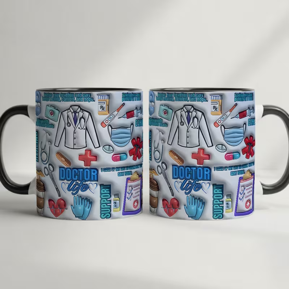 Ceramic Medical Theme Coffee Mug Doctor Nurse Pattern Drinkware
