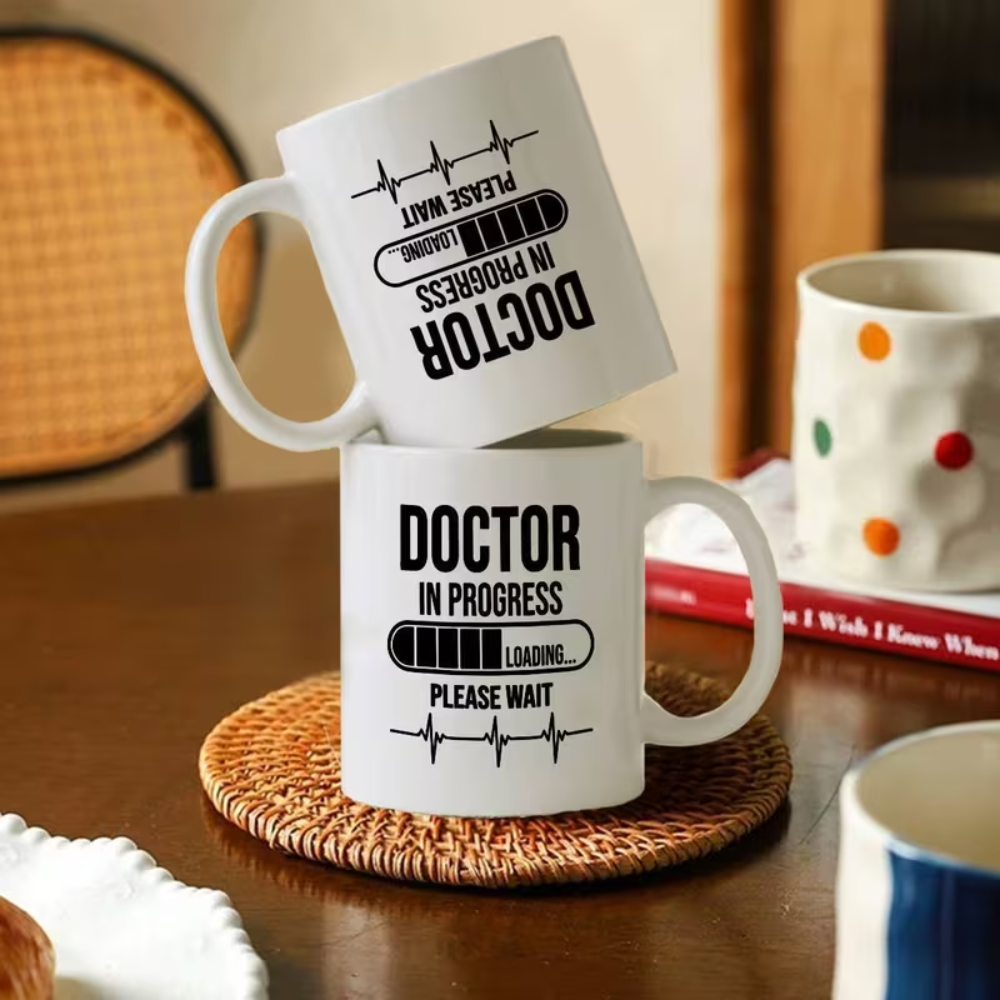 Ceramic Doctor in Progress Coffee Mug with Handle Novelty Drinkware 1pc