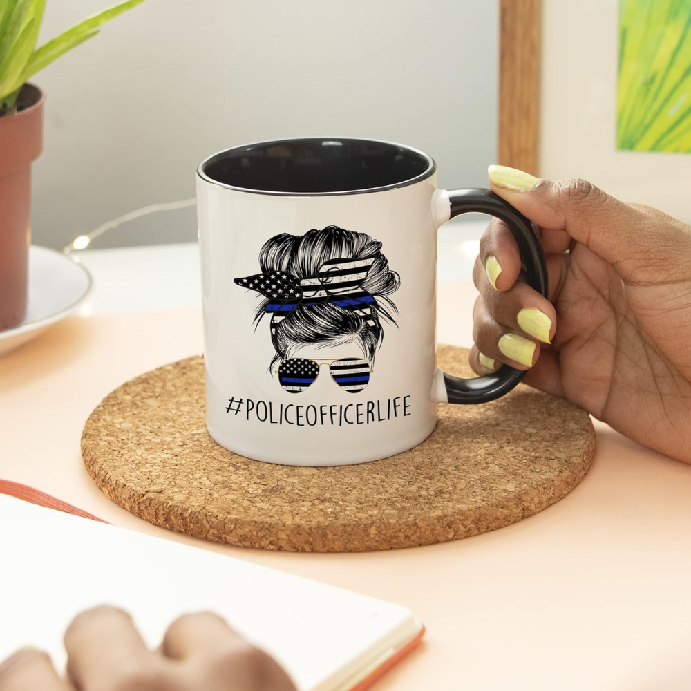 11 oz Ceramic Female Police Officer Coffee Mug Law Enforcement Drinkware