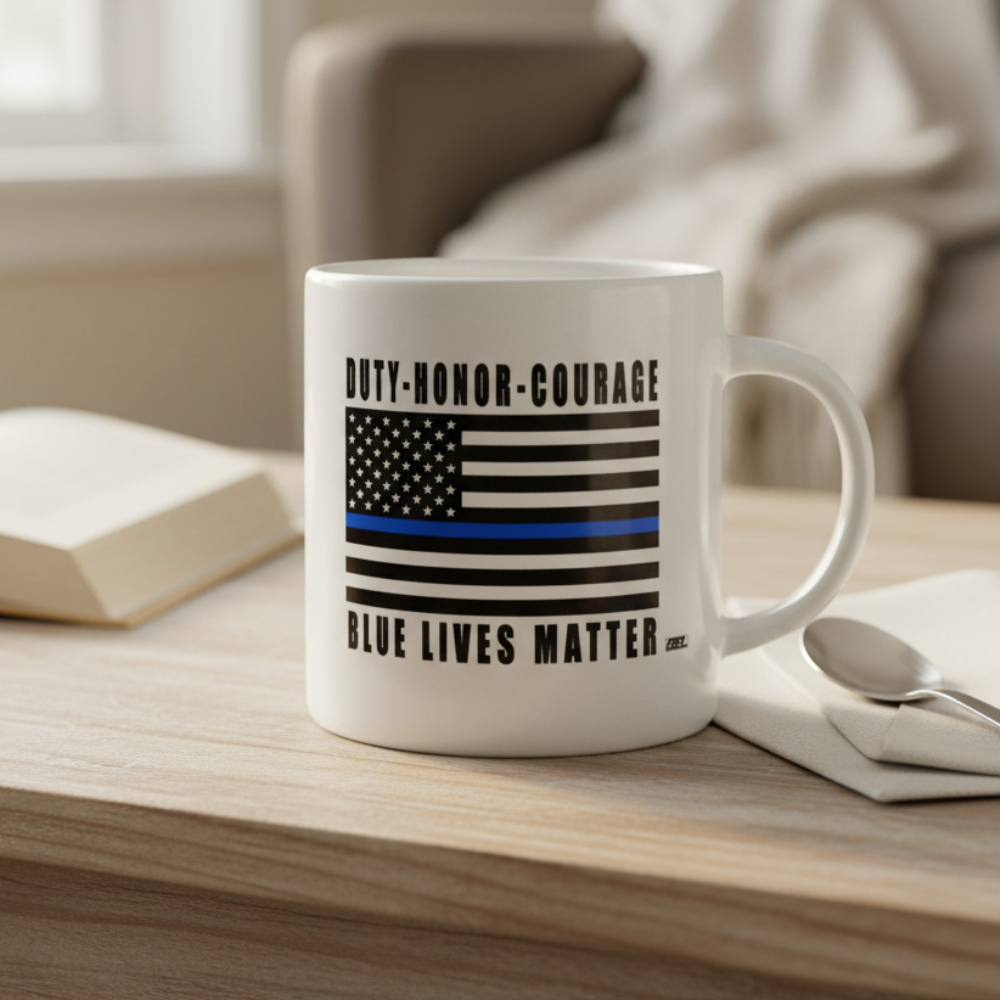 Enamel Thin Blue Line Police Camp Coffee Mug Law Enforcement Drinkware