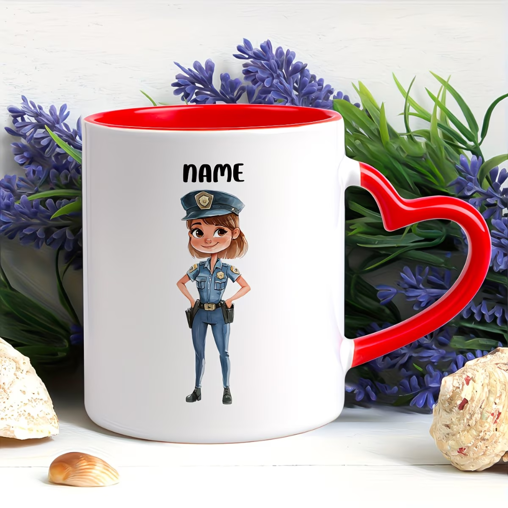 11oz Personalized Police Officer Cartoon Ceramic Mug