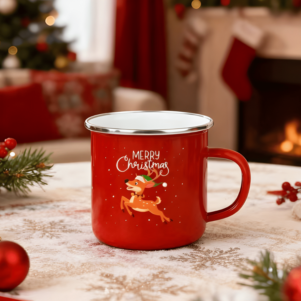 1 Piece Of Christmas Enamel Mug