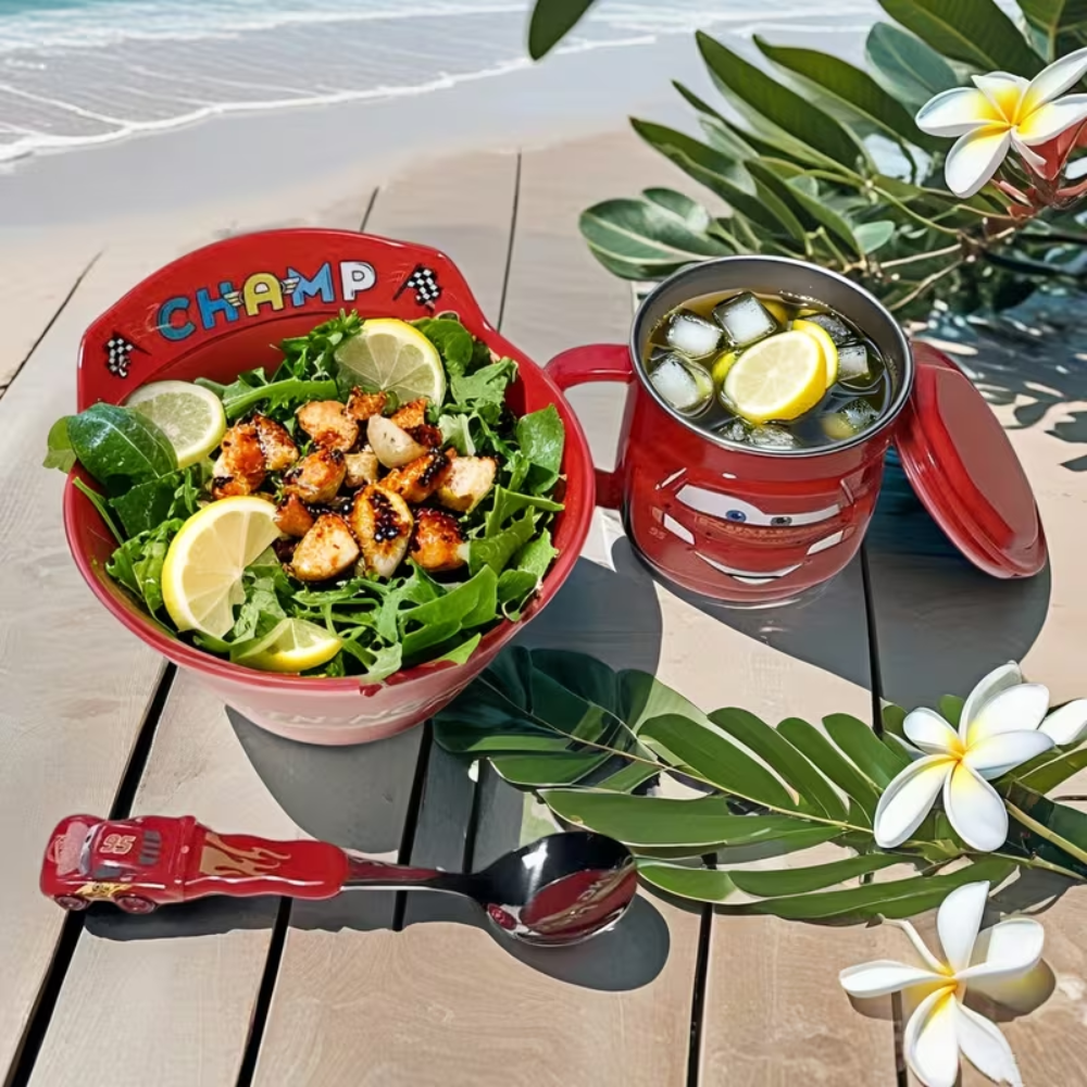 McQueen 3 Piece 3D Cup Bowl Spoon Stainless Set