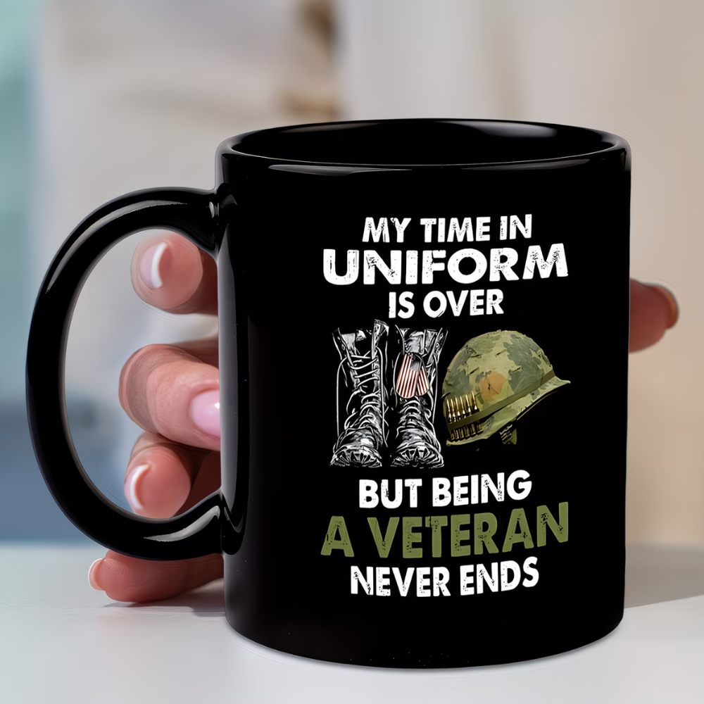 1pc, 11oz, Veteran Tribute Ceramic Black Coffee Mug/Tea Cup