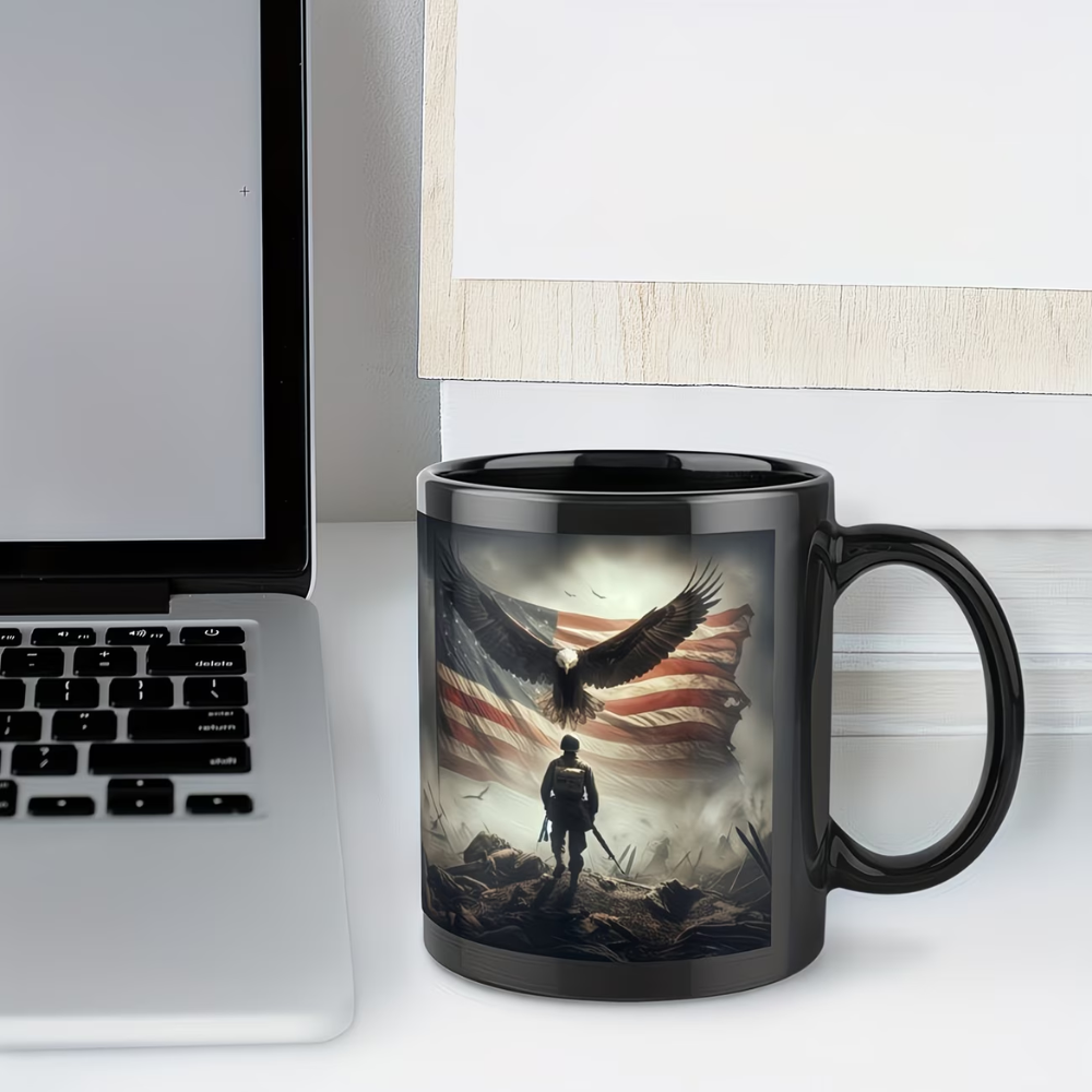 11oz Ceramic - Patriotic Military Eagle Design Mug - Ideal Gift for Veterans, Servicemembers & Patriotic Coffee Enthusiasts