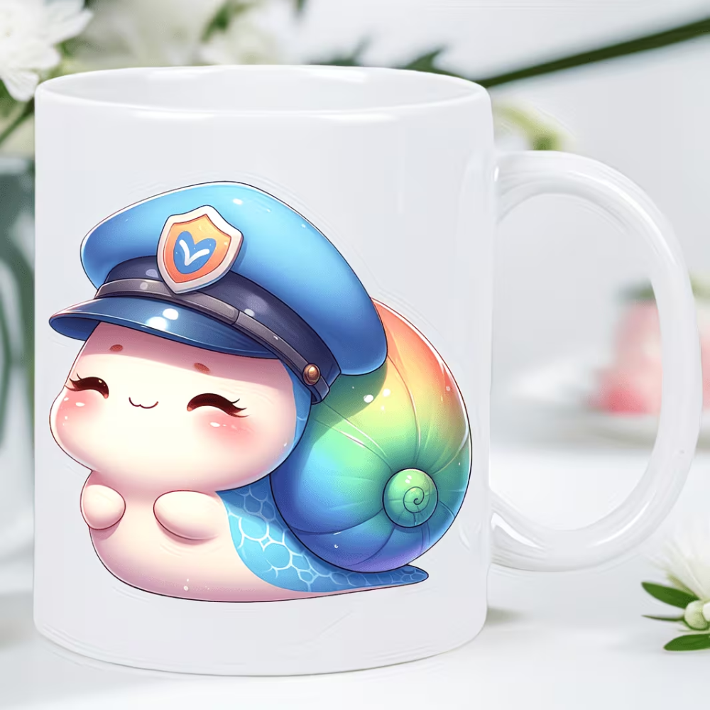 11oz Ceramic Police Officer Snail Coffee Mug