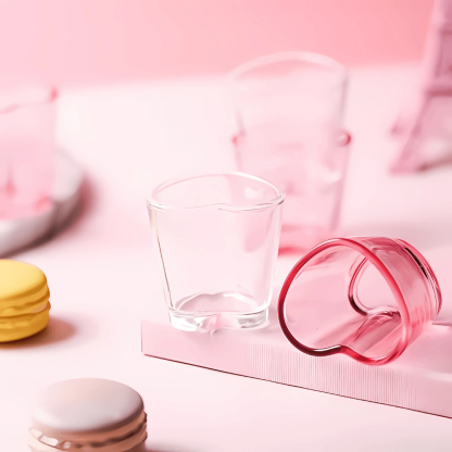 Transparent Shot Glasses Set - Elegant Heart-Shaped Design-Mineral Mug