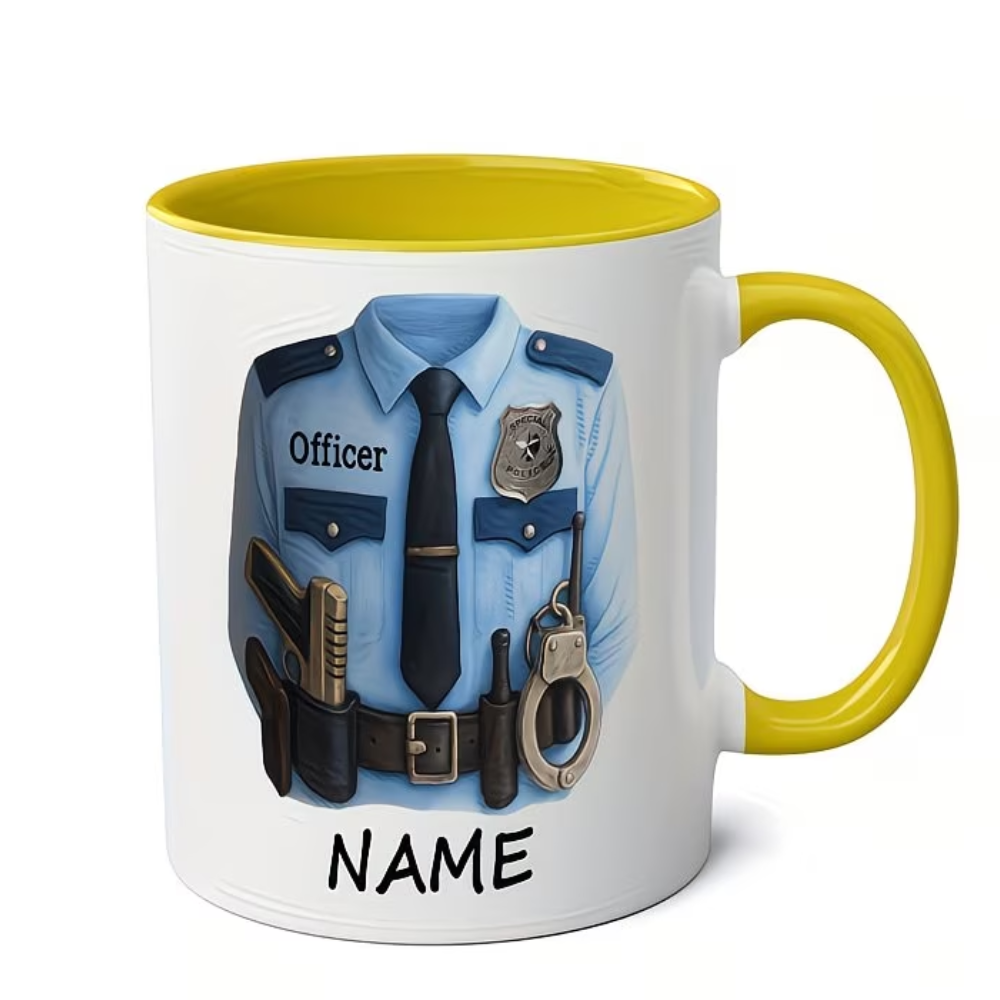 Personalized Police Officer Name Badge Ceramic Coffee Mug