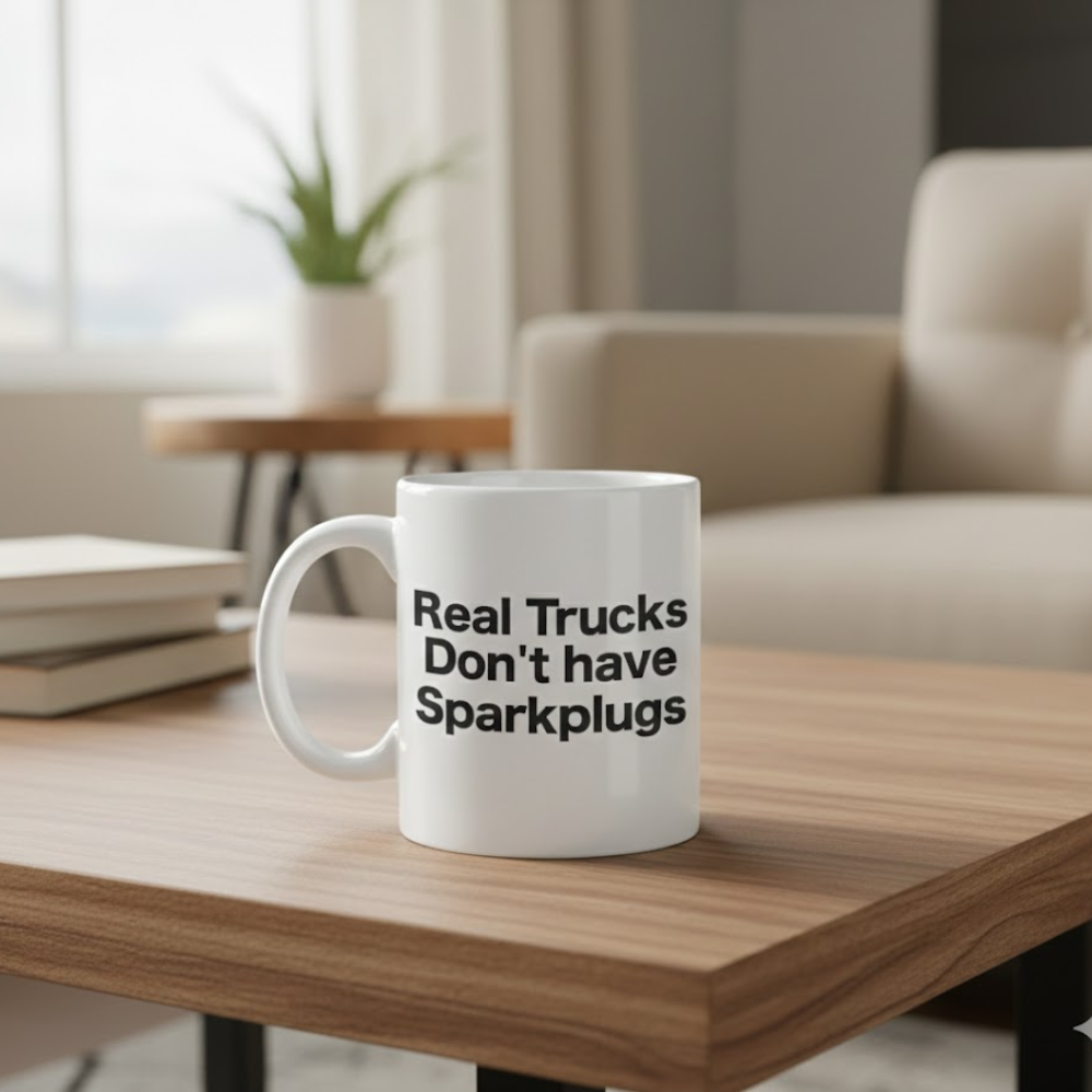 Ceramic Diesel Truck Driver Coffee Mug with Real Trucks Text