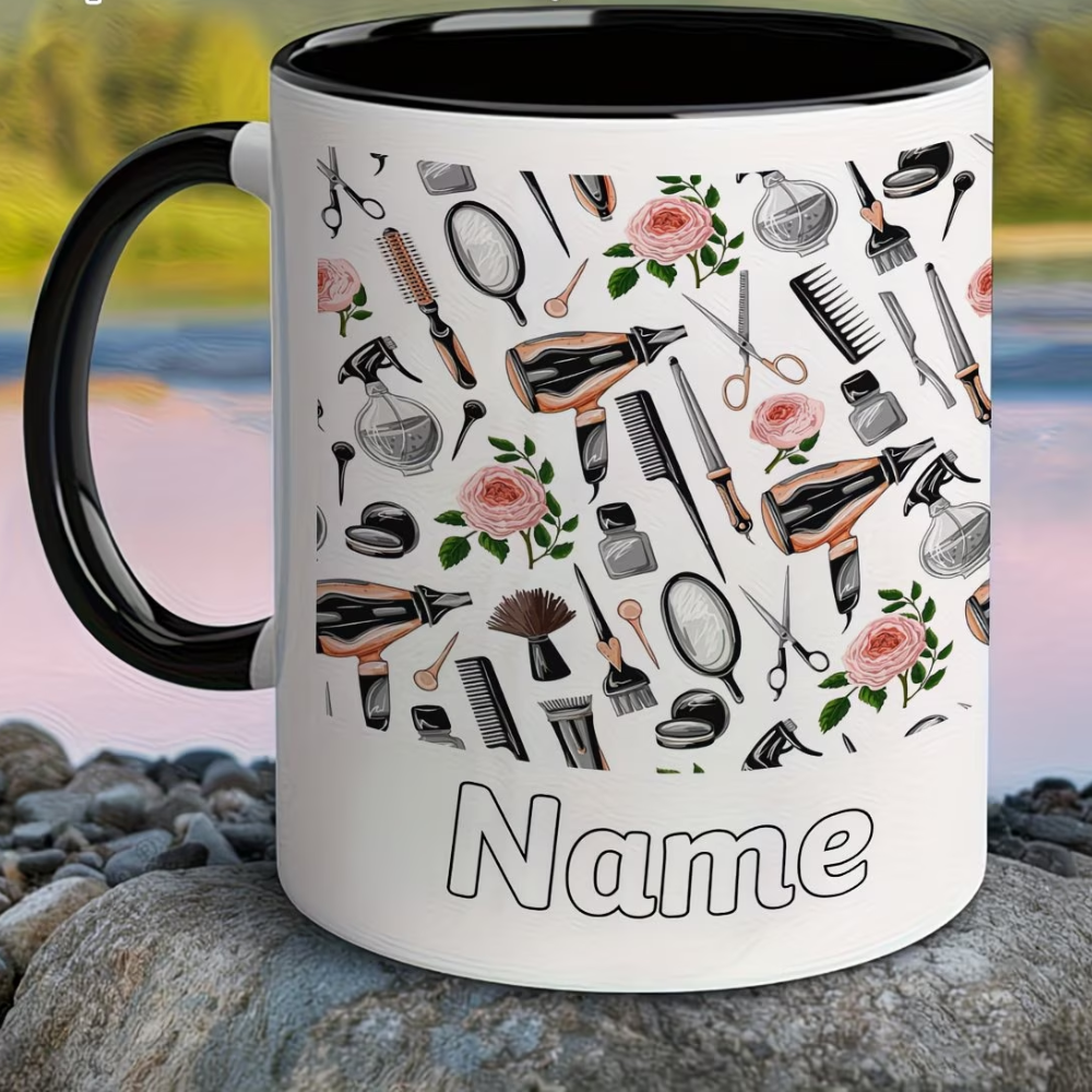 1pc Personalized Hair Dryer Design Ceramic Mug