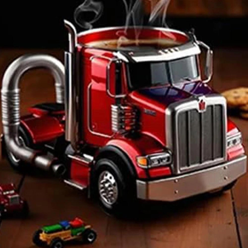 Handcrafted Truck Coffee Mug, Semi-truck Coffee Mugs for Truck Lovers