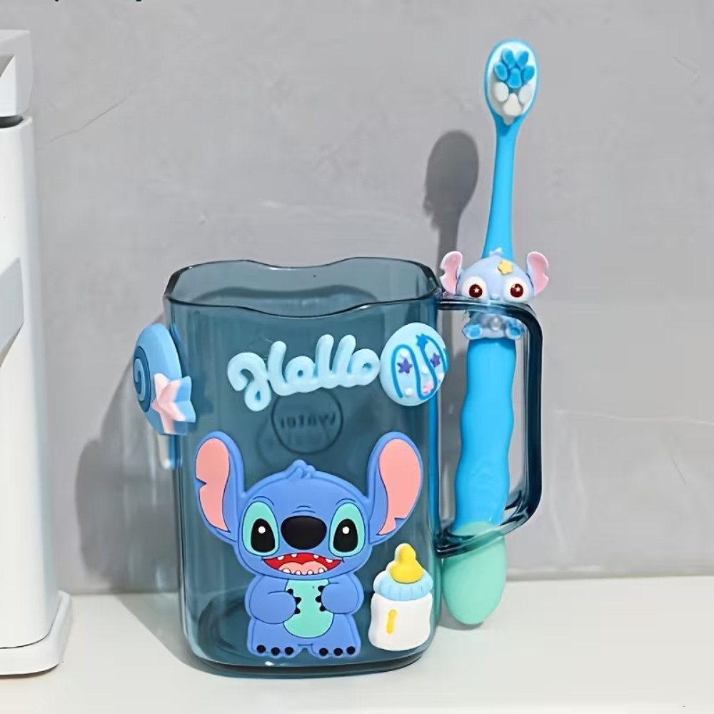 1 Piece Cartoon Mickey And Minnie Toothbrush Set With Mug 