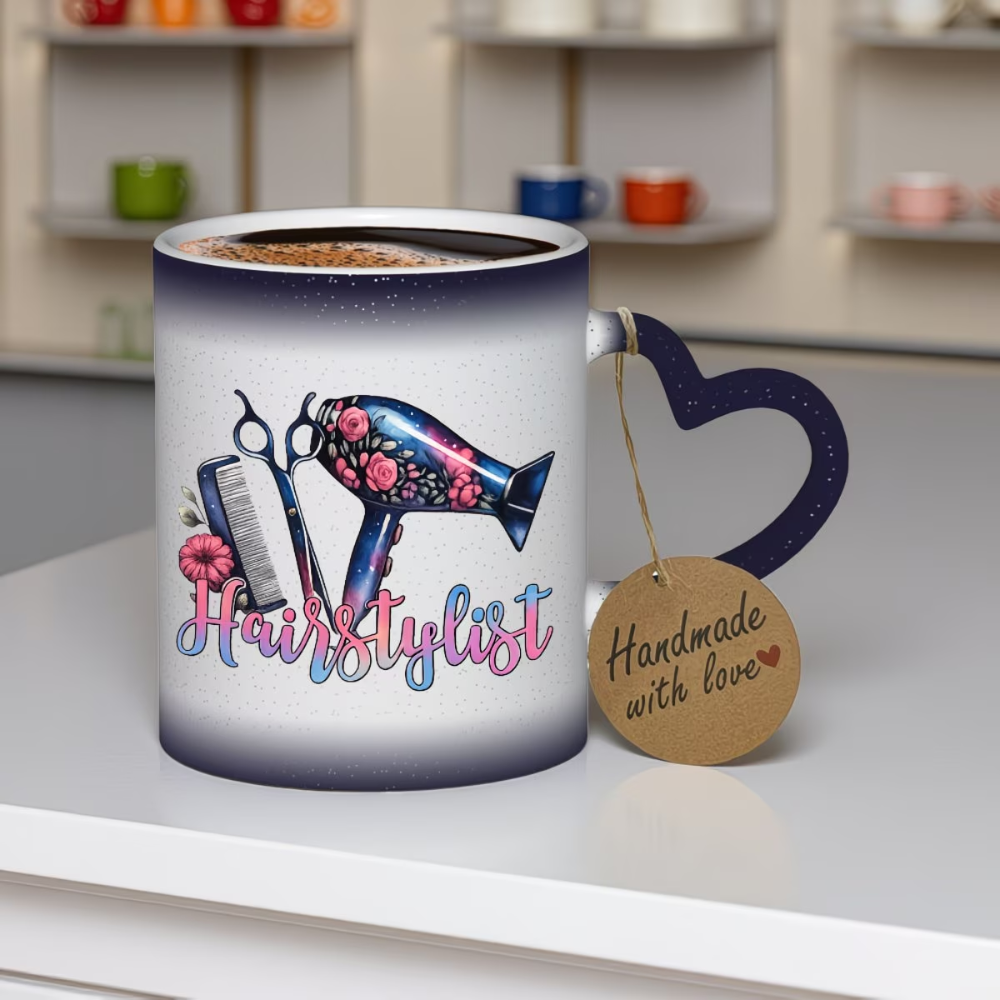 Stylish Hair Tools, 11Oz 350Ml Color-Shifting Ceramic Coffee Mug, Hand Wash Only. A Unique