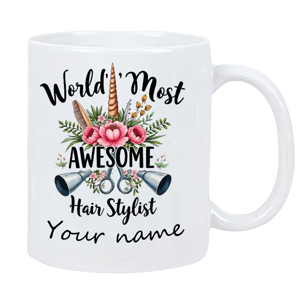 Personalized Hair Stylist Mug - Name/Name - Salon Decor, Barber Gifts, Hairstylist Birthday/Christmas/Thank You Present 