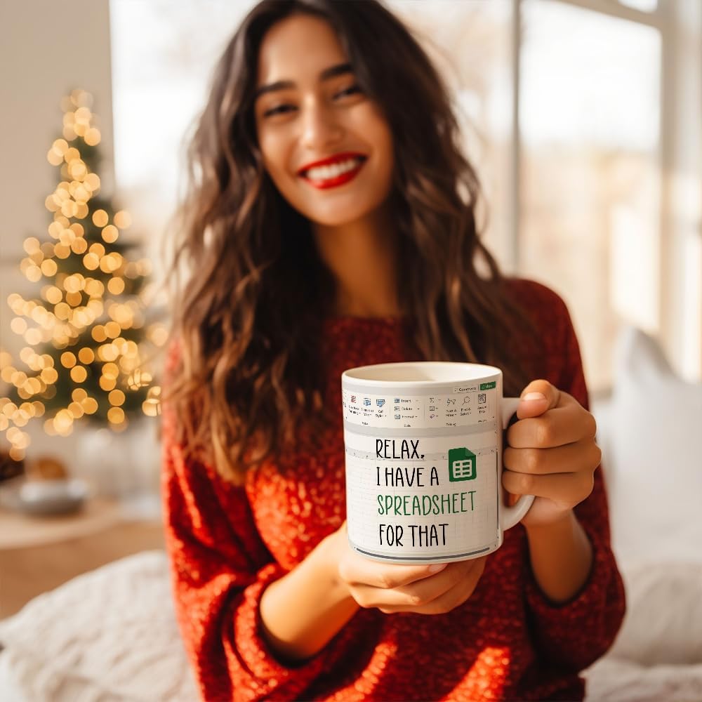 Funny Accountant Coffee Mug Spreadsheet Humor Gift for CPA Finance Banker and Coworker