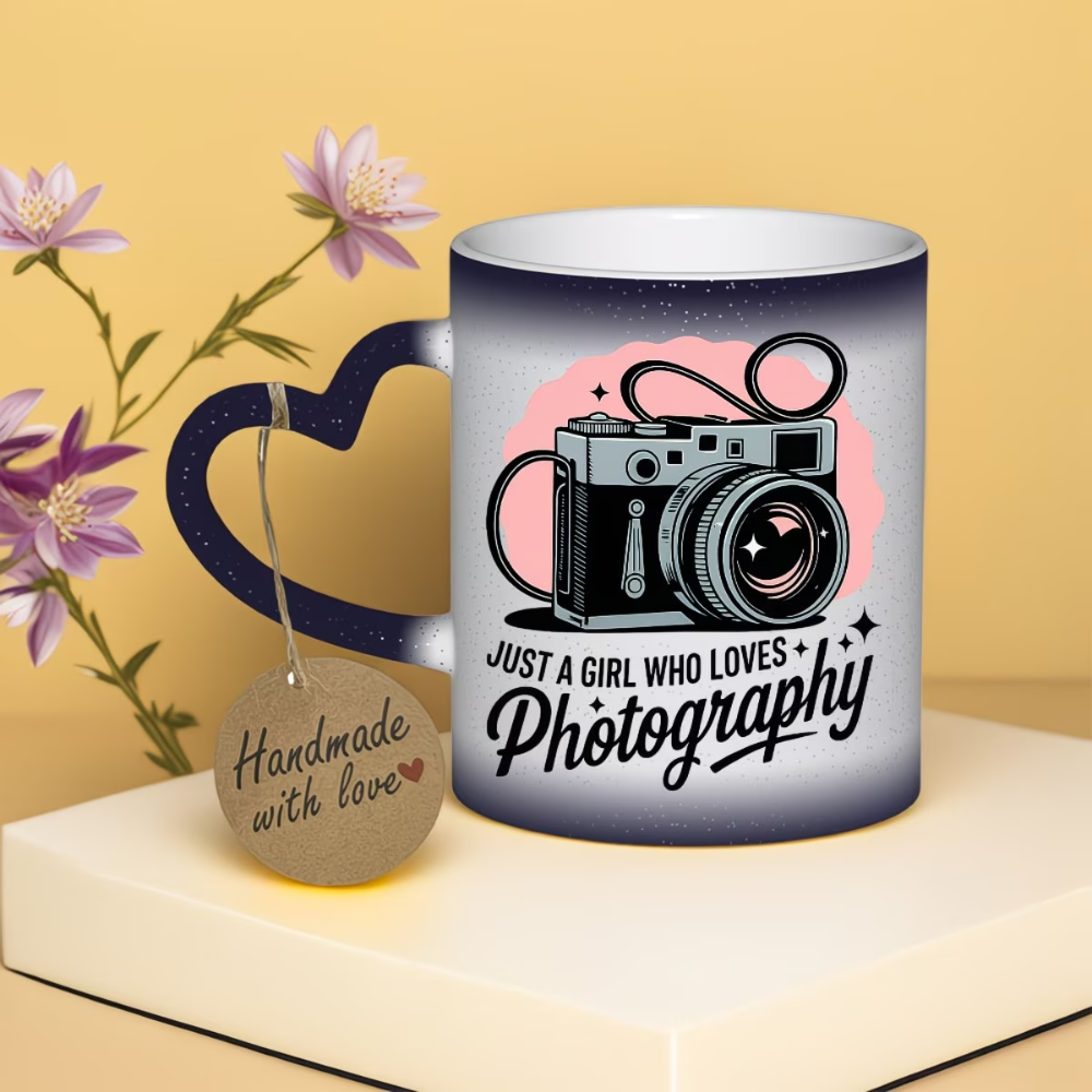 1pc with A Camera Is Merely a Girl Who Loves Photography 11oz Unique Gift Durable Coffee Cup and Ceramic Coffee Mug Perfect for Leisure Time and Reading and Home Regular Use Perfect for Holiday Gift Thanksgiving Gift Halloween Gift Birthday Gift