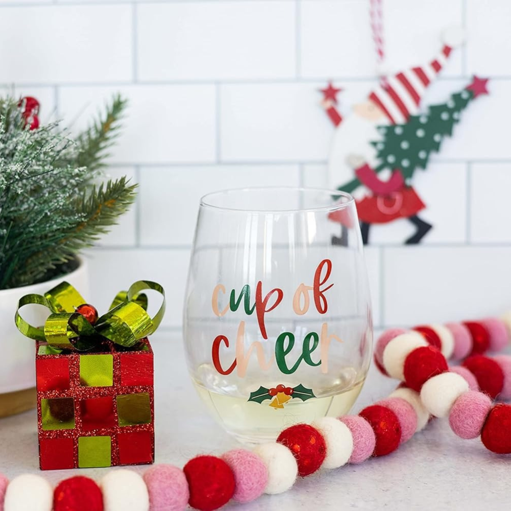 Stemless Cheer Wine Glass