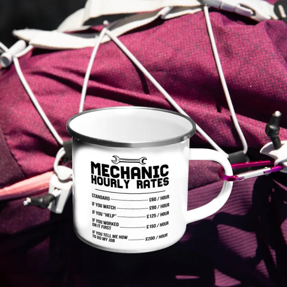 Mechanic Hourly Rates Enamel Mugs, Mechanic Hourly Rate Mugs, Mechanic Humor Coffee Cup, Auto Repair-Themed Gift Mechanic Coffee Mug for Men image 5 Mechanic Hourly Rates Enamel Mugs, Mechanic Hourly Rate Mugs, Mechanic Humor Coffee Cup, Auto Repair-Theme