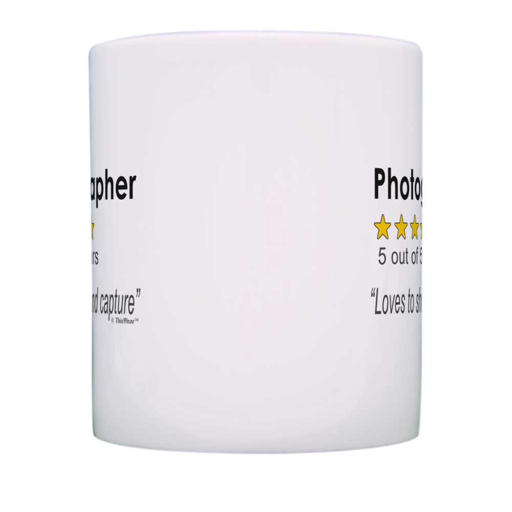 ThisWear Camera Gifts for Photographers Men Photographer 5 Out Of 5 Stars Review Loves To Shoot and Capture 11oz Ceramic Coffee Mug Photographer