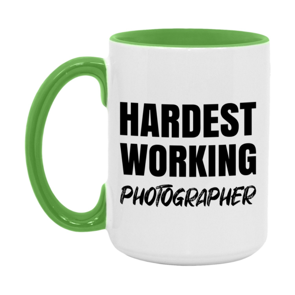 Photographer Superlative Mug, Hardest Working Photographer, 11oz or 15oz Ceramic Coffee Mug