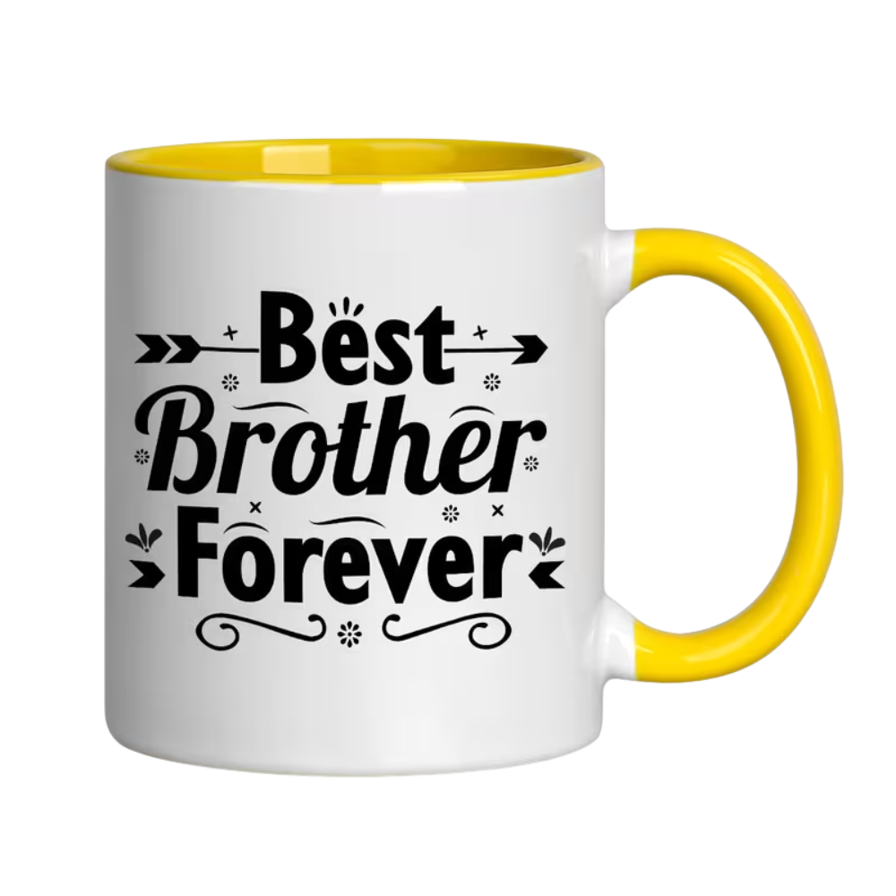 One Ceramic Coffee Mug, 11 Ounces, Featuring The Phrase 'Best for brother Forever'.