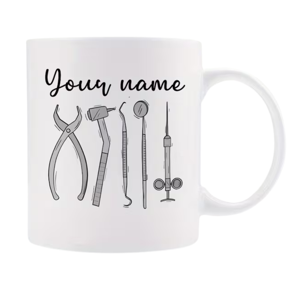 1pc Personalized Dental Mug - Custom Name & Funny "I'm Silently Judging Your Teeth" Message 