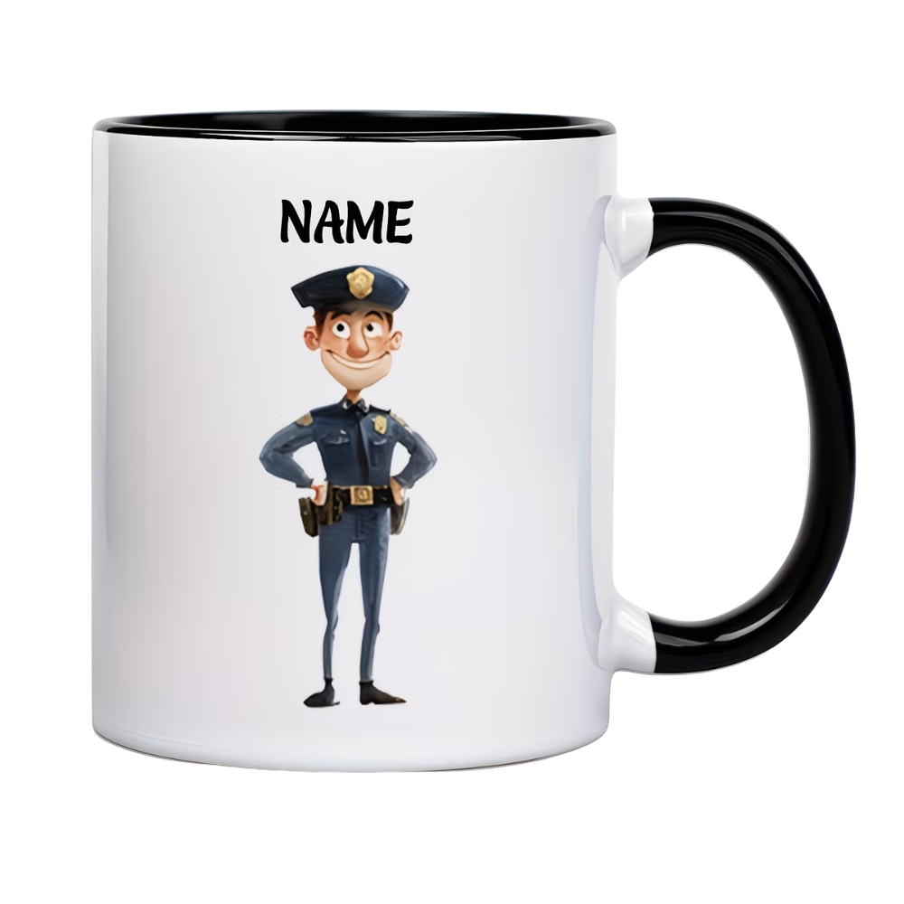 Custom Name Smiling Police Officer Mug