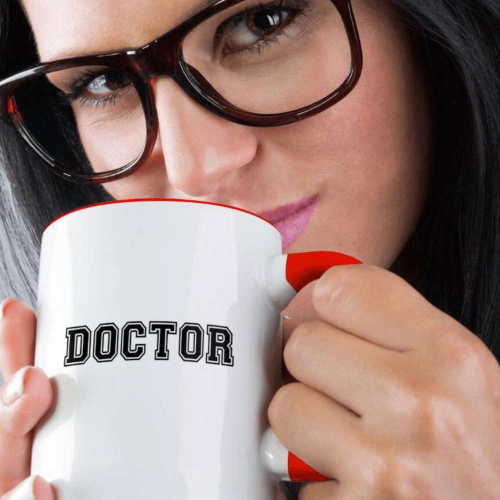 Doctor Text Printed Two Tone Coffee Cup