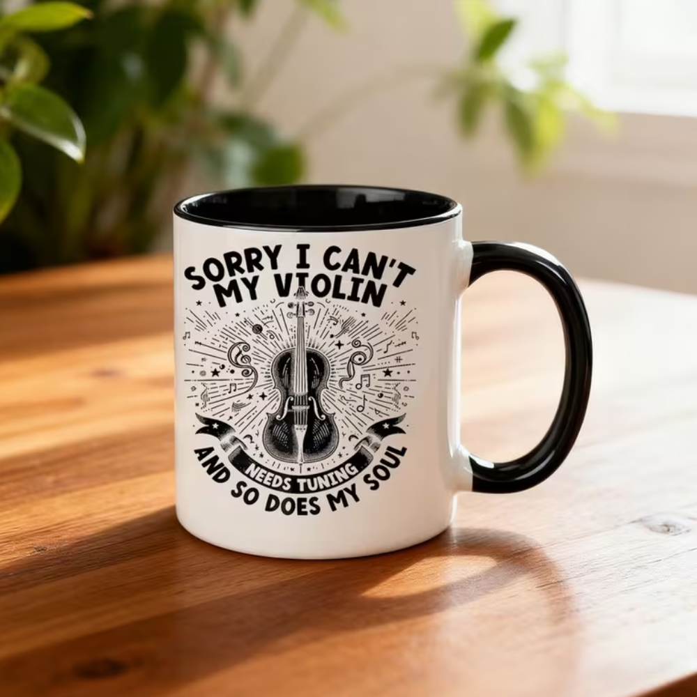 Funny Violin Tuning Quote Print 11oz Musician Coffee Mug