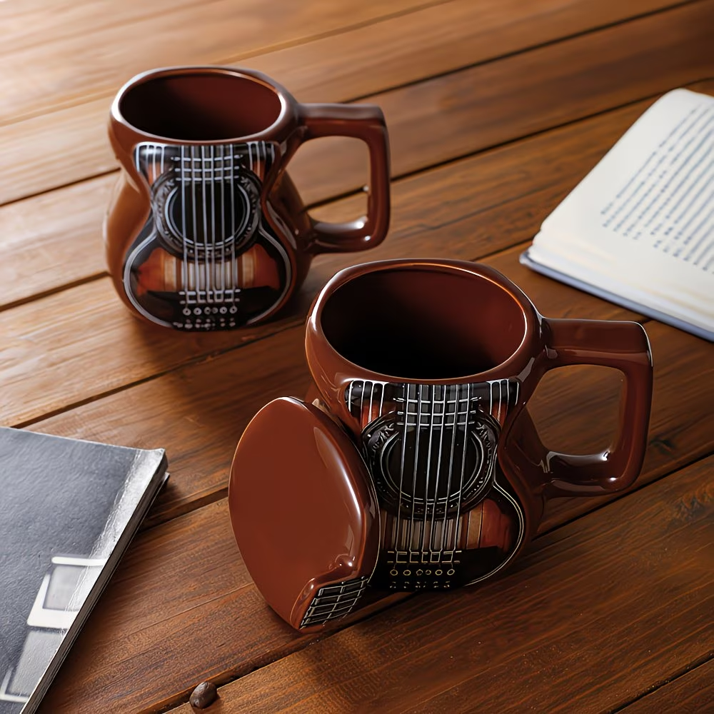 Large Guitar Shaped Music Themed Ceramic Coffee Mug