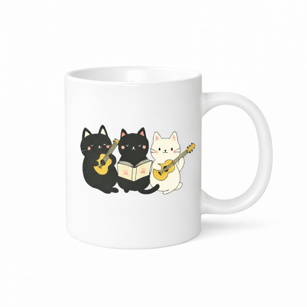 Cat Musician Graphic Themed 11oz Ceramic Coffee Mug